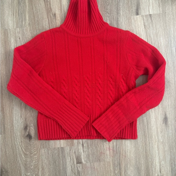 Vintage Pendleton Wool Red Cable Knit Turtleneck Sweater - Picture 2 of 5